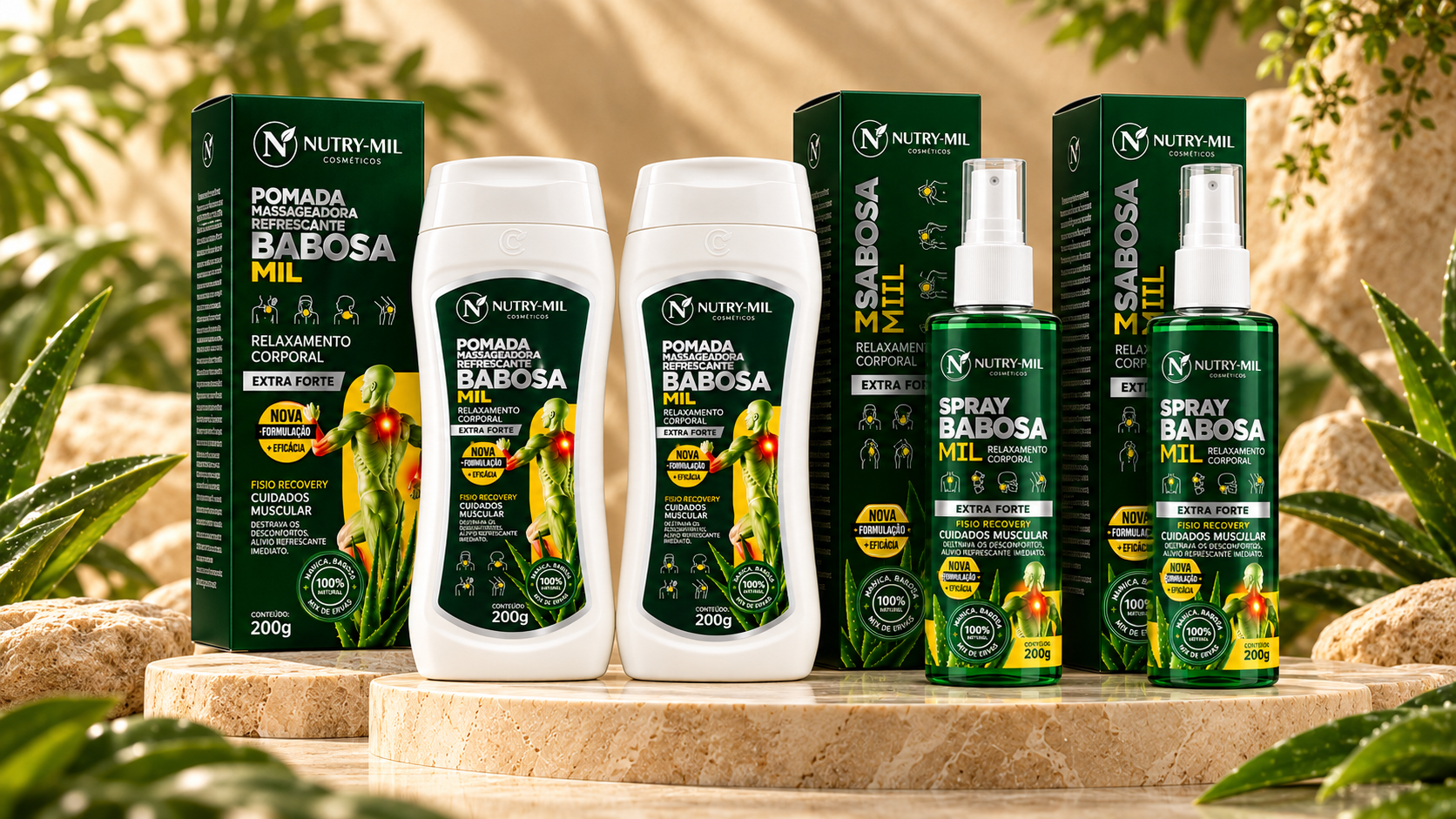 Kit Babosa Mil intermediário: 2 pomadas e 2 sprays