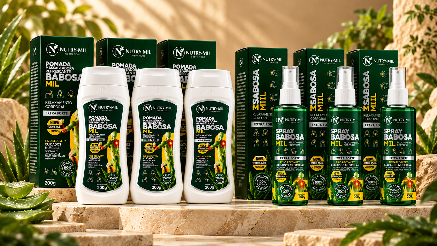 Kit Babosa Mil avançado: 3 pomadas e 3 sprays
