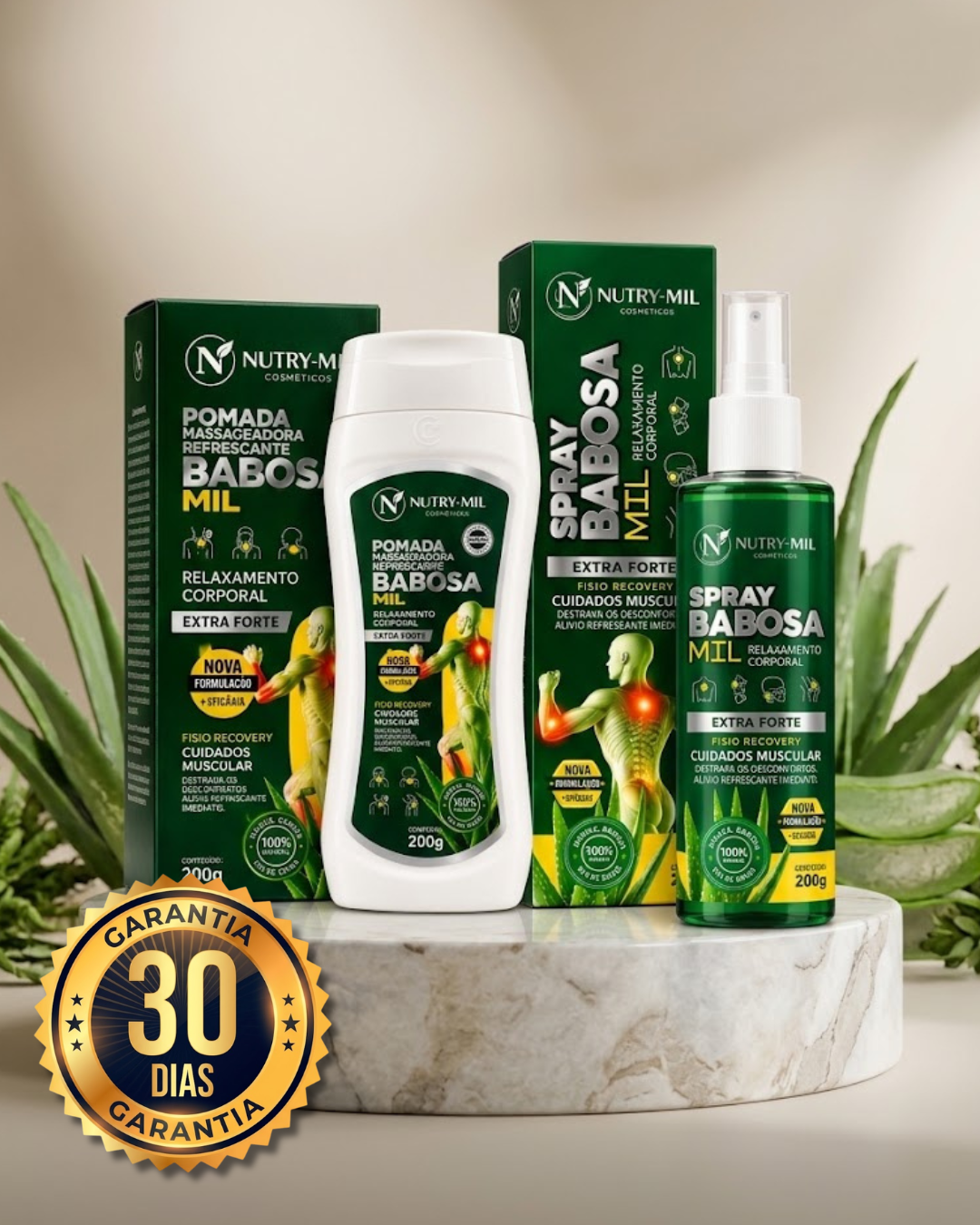 Linha Babosa Mil — pomada e spray